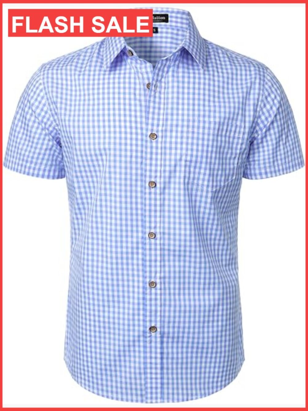 Men's Short Sleeve Plaid Button Down Shirt Cotton Classic Casual Top